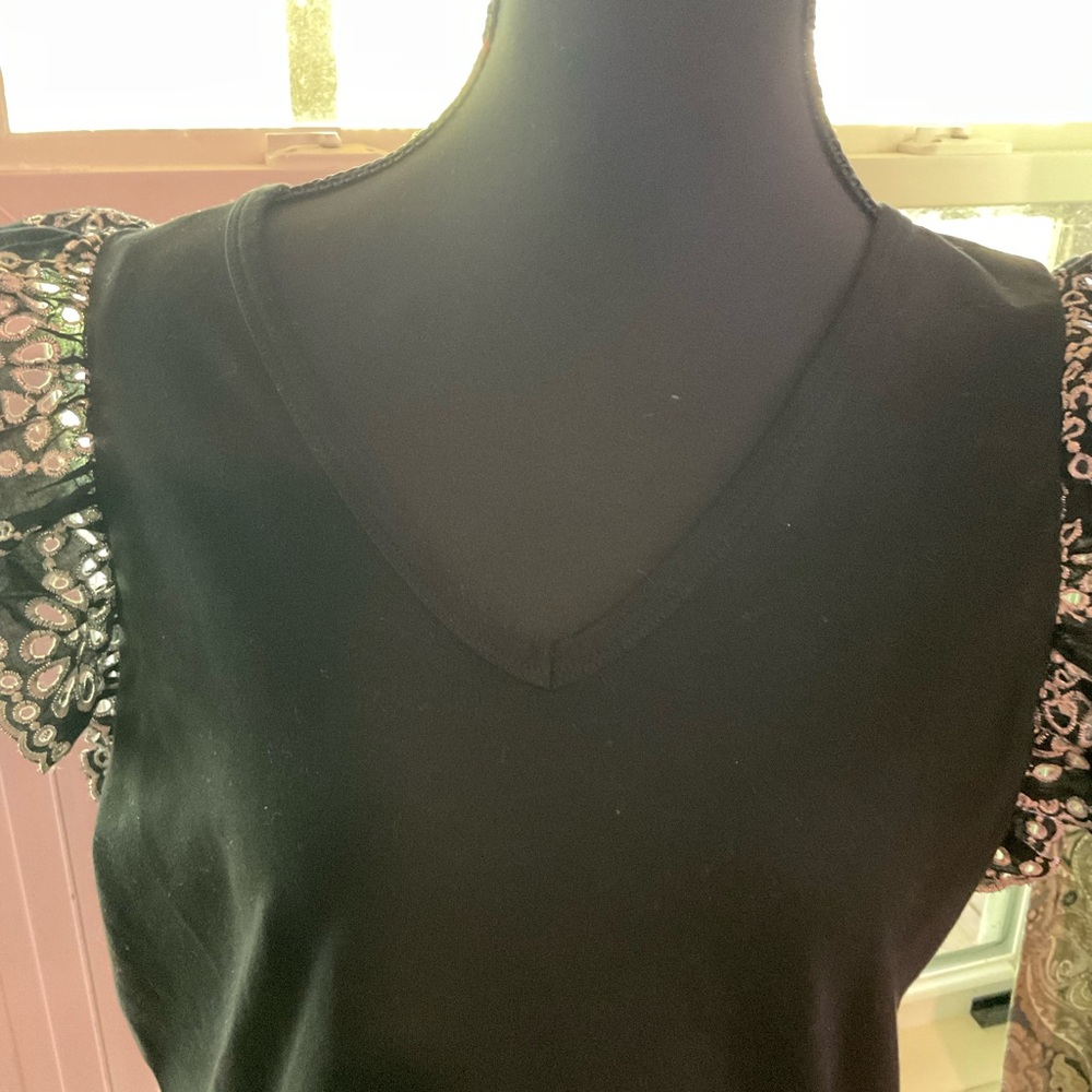 Tyler Boe Black Top with Lace Accents